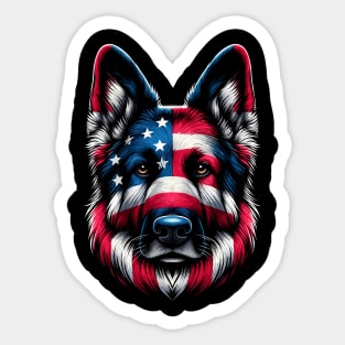 Patriotic German Shepherd: American Flag Dog Portrait. Sticker